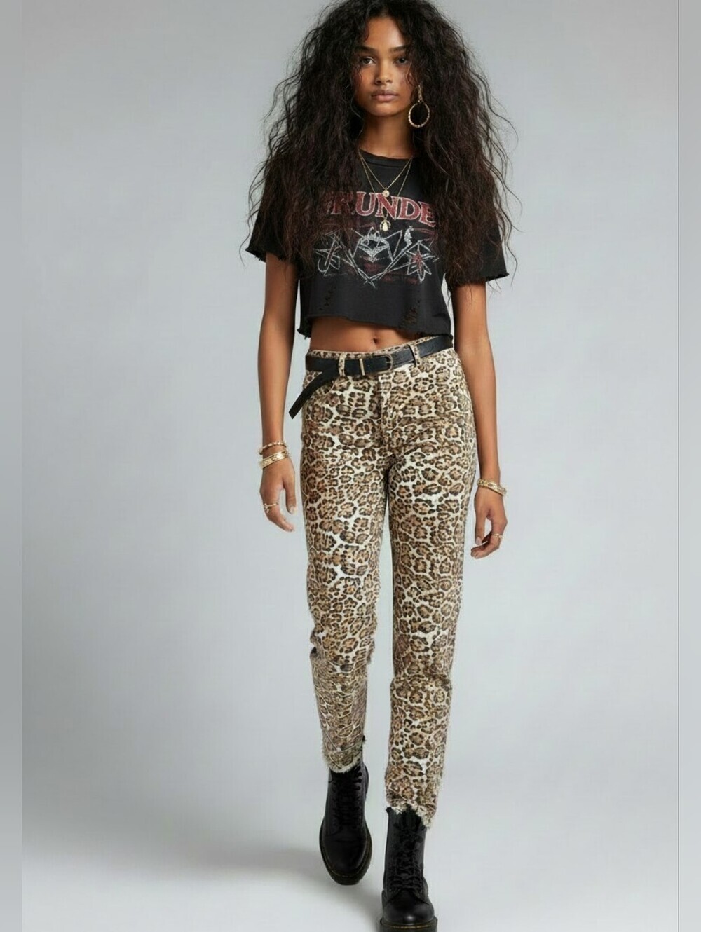 Adika Pia Straight Fit High Rise Jeans Animal Print Fringe Hem Large 30 NWT